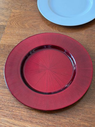 Lote 2 Platos Grandes Servir Rojo y Blanco