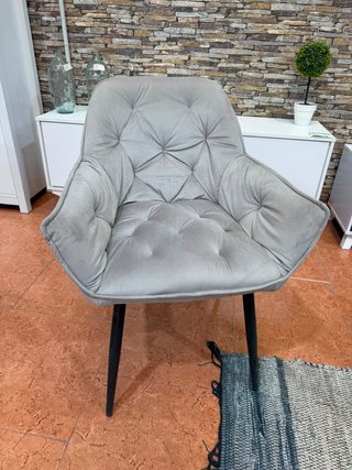 Pack 6 Sillas Terciopelo Gris