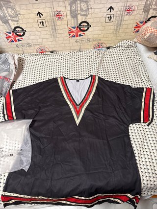 Vestido Shein Negro con Detalles Rojos Talla Única