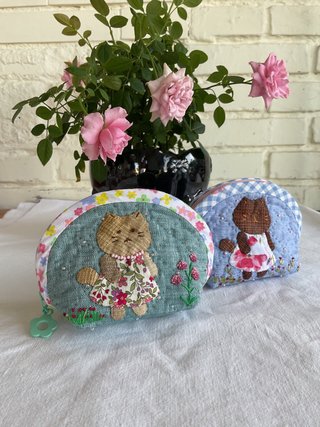 Set di 2 portafogli gatti patchwork