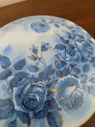 Portagioie Limoges France Blu con Rose
