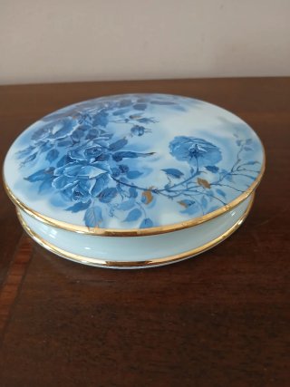 Portagioie Limoges France Blu con Rose