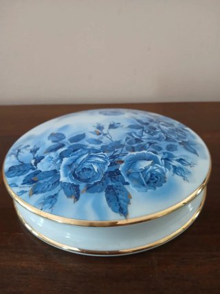 Portagioie Limoges France Blu con Rose