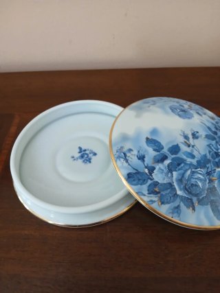 Portagioie Limoges France Blu con Rose