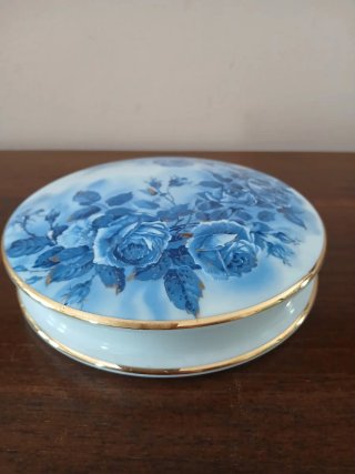 Portagioie Limoges France Blu con Rose