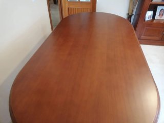 Mesa comedor extensible madera cerezo con cristal
