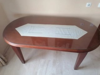 Mesa comedor extensible madera cerezo con cristal