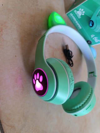 Cuffie Gattino LED Wireless Verdi