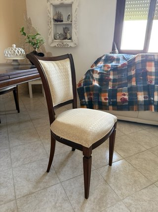 Set 4 Sedie Legno e Tessuto Beige