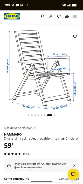 Silla de jardín Nammaro Ikea madera