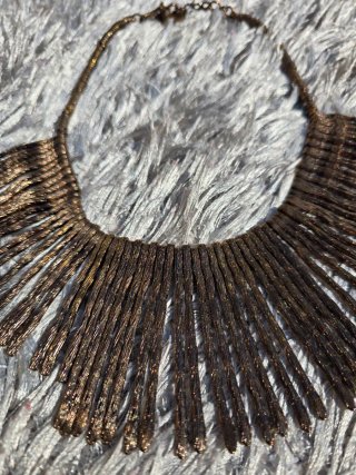 Collar flecos metal boho artesanal