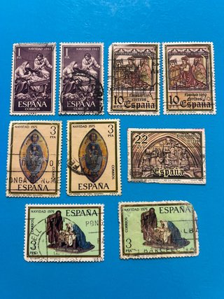 Lote 9 Sellos Navidad España