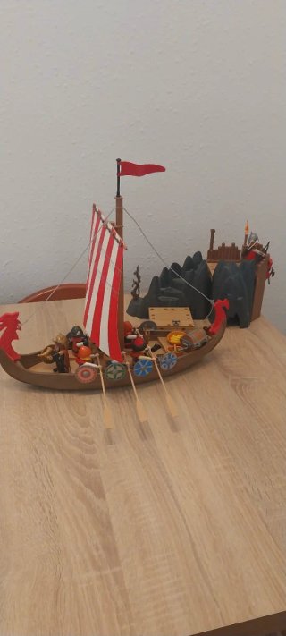 Playmobil,vikingos,drakar,fortaleza,lote,barco