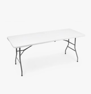 Mesa plegable de resina blanca