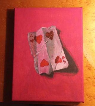 Pintura original de cartas de corazones