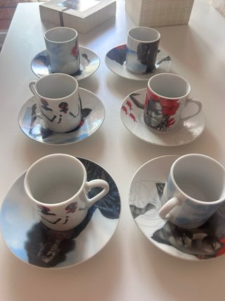 Juego 6 Tazas y Platos Café Motivos Cubanos