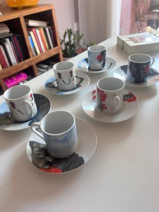 Juego 6 Tazas y Platos Café Motivos Cubanos