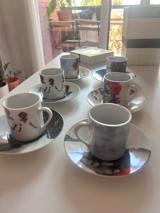Juego 6 Tazas y Platos Café Motivos Cubanos