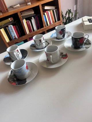 Juego 6 Tazas y Platos Café Motivos Cubanos