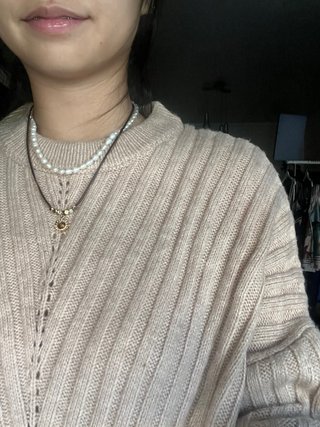 Jersey beige punto talla S mujer