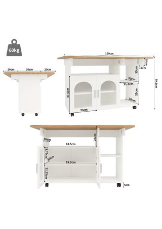 Isla/Aparador Cocina Madera y Cristal