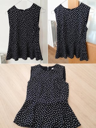 Camisa Mango negra con puntos blancos