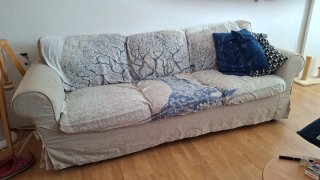 Sofá Ikea Beige/Azul Tela Casi Nuevo