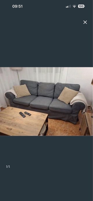 Sofá de 3 plazas gris tela
