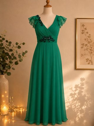 Vestido de fiesta verde Anaen