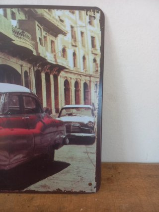 Cartel Metálico Vintage Coche La Habana