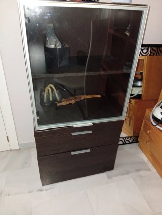 Mueble cajonera salón madera y metal