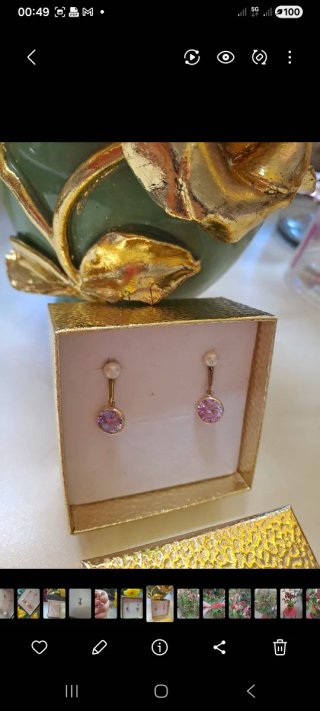 Orecchini oro 375 perla e tanzanite