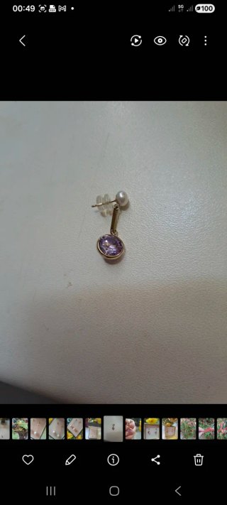 Orecchini oro 375 perla e tanzanite