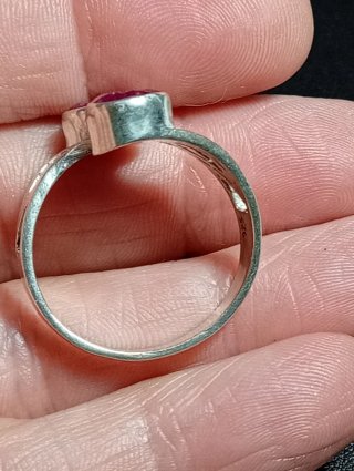 Anillo Plata Ley Ajustable Rubí facetado