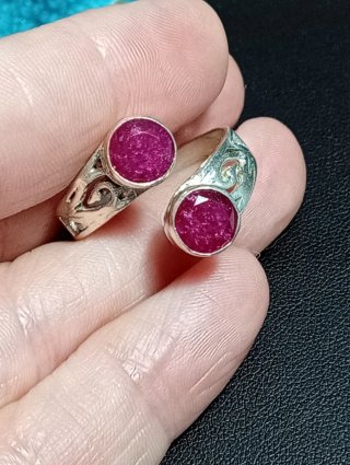 Anillo Plata Ley Ajustable Rubí facetado