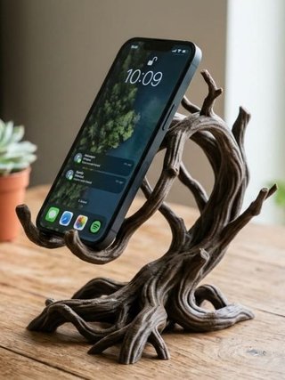 Supporto smartphone nero design albero