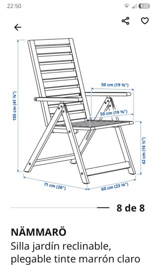 Silla de madera para terraza o jardín
