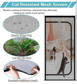Mosquitera Puerta Gatos Reversible Negra