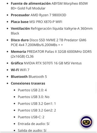 PC Gaming Ryzen 7 9800X3D / RTX 5070 Ti