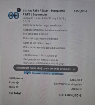 Llantas Faba Husqvarna 450fs