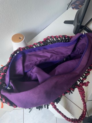 Borsa paglia multicolore con frange