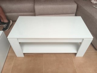 Mesa centro elevable blanca