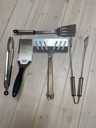 Set 5 Utensilios Barbacoa Metal y Madera