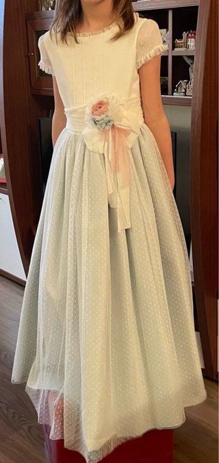 Traje de Comunión Niña Blanco con forro azul Nuevo