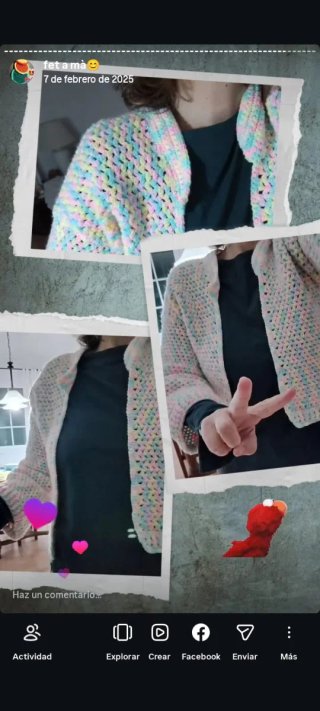 Chaqueta crochet multicolor hecha a mano