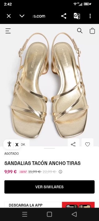 Sandalias Stradivarius doradas talla 35