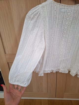 Blusa Zara calados blanca