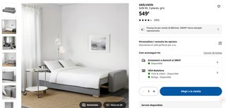 Sofá-cama IKEA GRÄLVIKEN gris