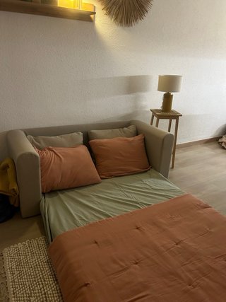 Sofá Cama Beige y Verde