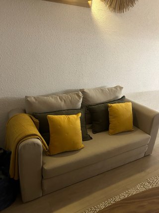 Sofá Cama Beige y Verde